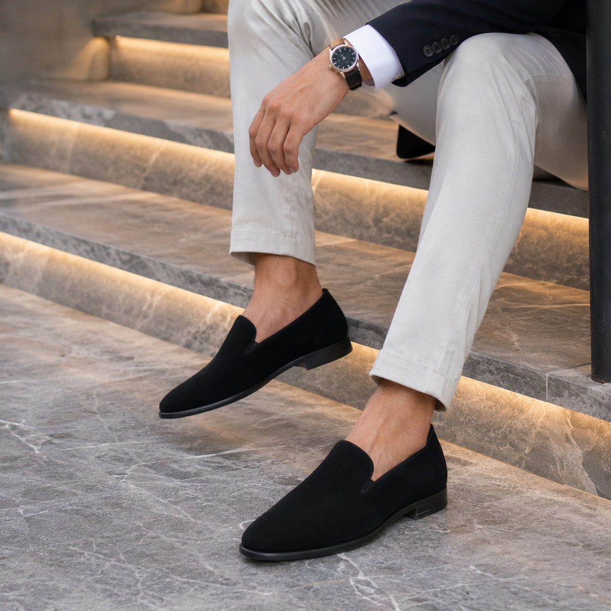 Noble Chaussure Mocassin Homme Daim Mocassins Homme en Daim Premium Noir