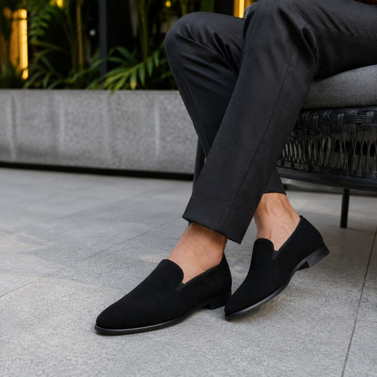 Noble Chaussure Mocassin Homme Daim Mocassins Homme en Daim Premium Noir