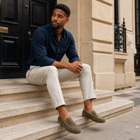 Noble Chaussure Mocassin Homme Daim Mocassins Homme En Daim Vert