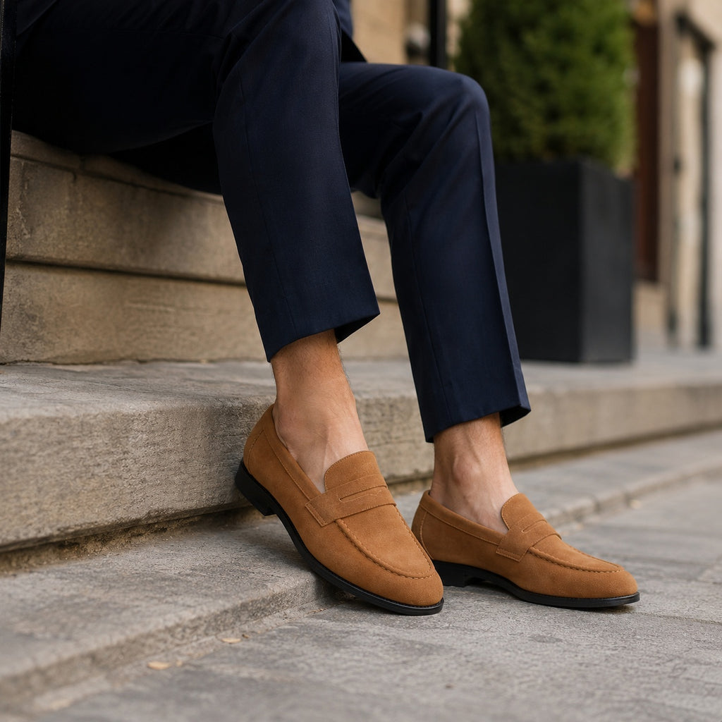 Noble Chaussure Mocassin Homme Daim Mocassins Homme Marron En Daim Classique