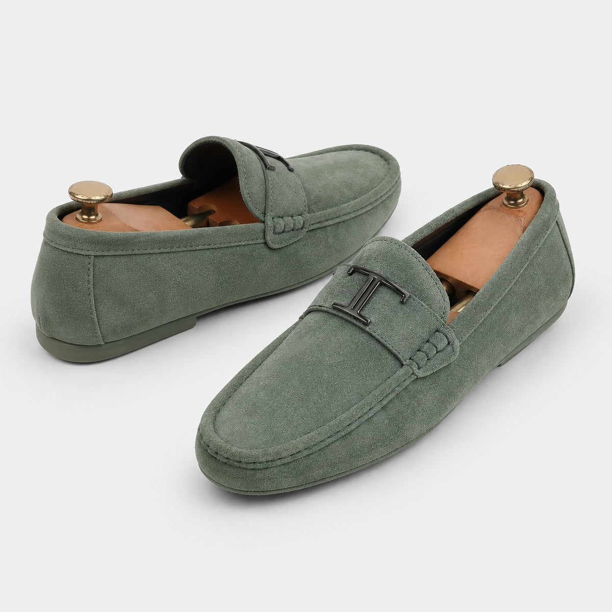 Noble Chaussure Mocassin Homme Daim Mocassins Homme Vert De Costume