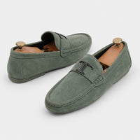 Noble Chaussure Mocassin Homme Daim Mocassins Homme Vert De Costume