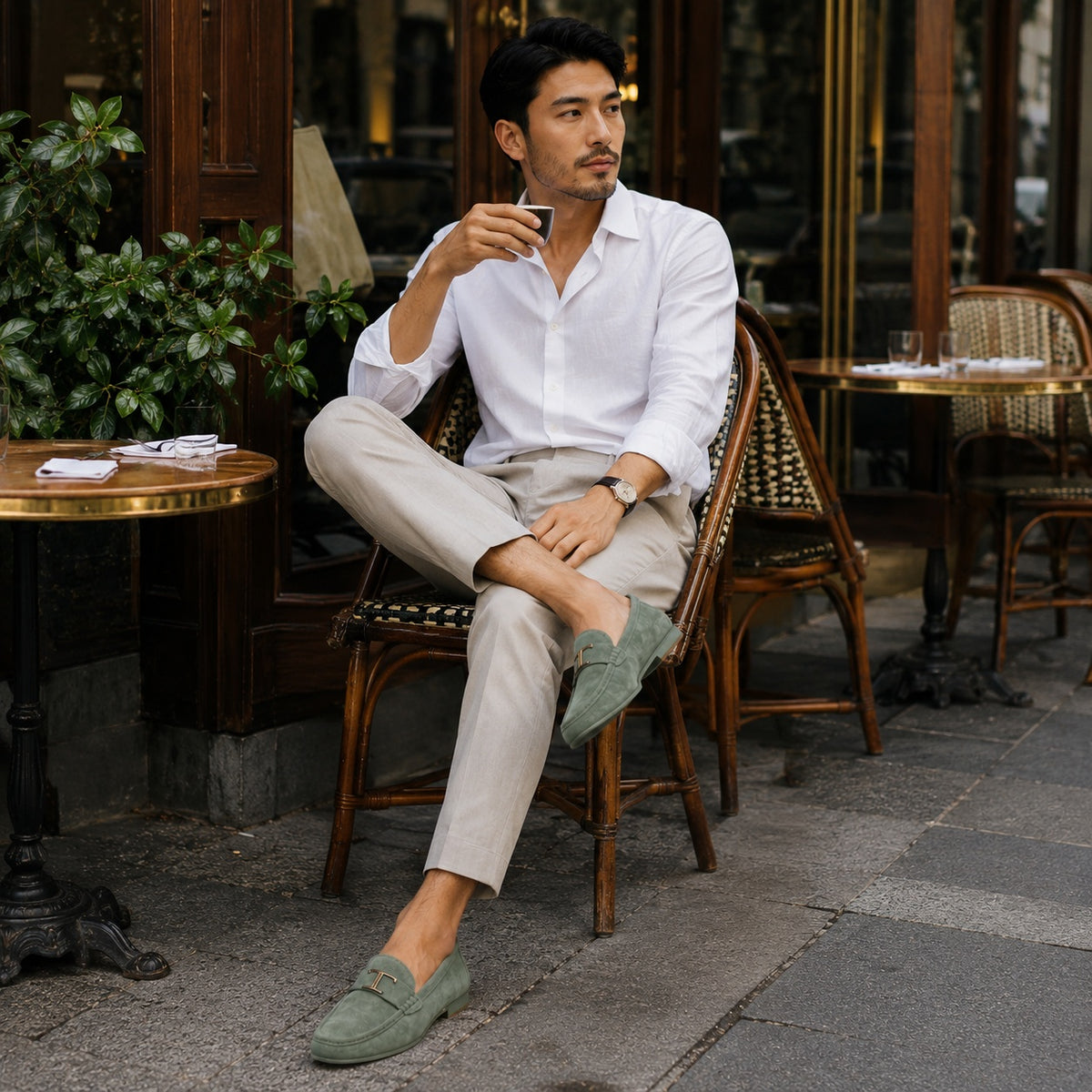 Noble Chaussure Mocassin Homme Daim Mocassins Homme Vert De Costume