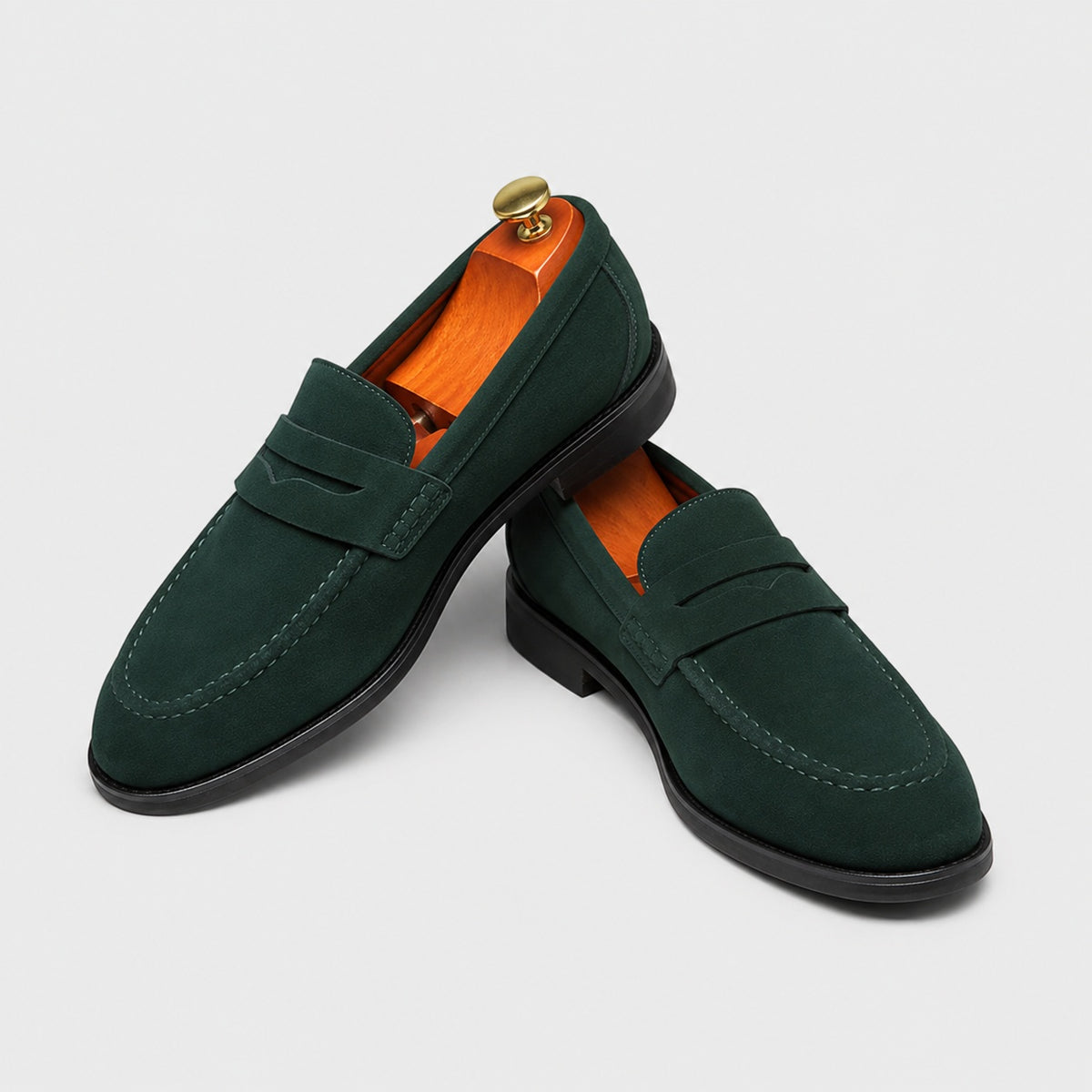 Noble Chaussure Mocassin Homme Daim Mocassins Homme Vert En Daim Classique
