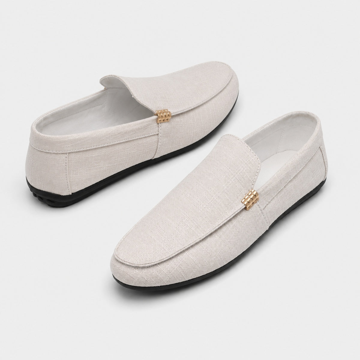 Noble Chaussure Mocassin Homme En Toile Mocassin Homme Beige Confortable