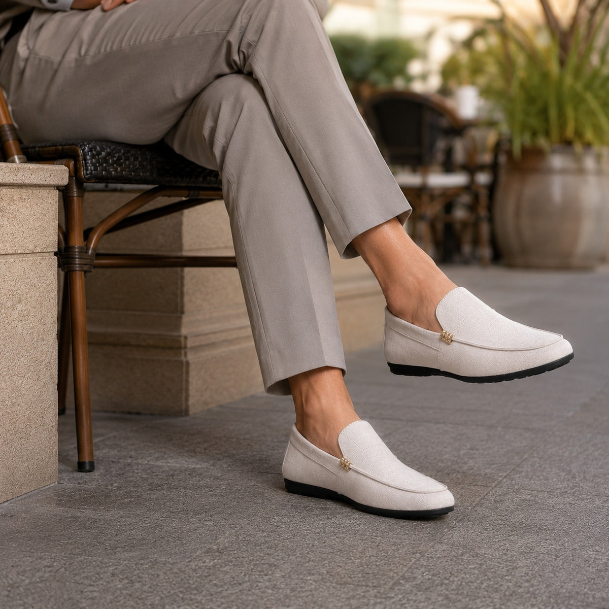 Noble Chaussure Mocassin Homme En Toile Mocassin Homme Beige Confortable