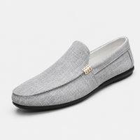 Noble Chaussure Mocassin Homme En Toile Mocassin Homme Gris Clair Confortable