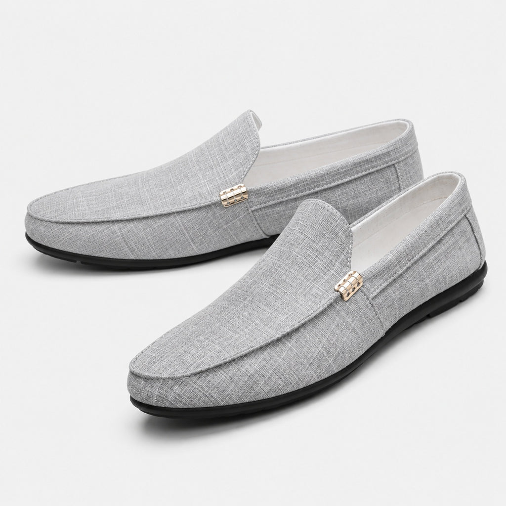 Noble Chaussure Mocassin Homme En Toile Mocassin Homme Gris Clair Confortable