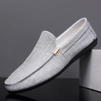 Noble Chaussure Mocassin Homme En Toile Mocassin Homme Gris Clair Confortable