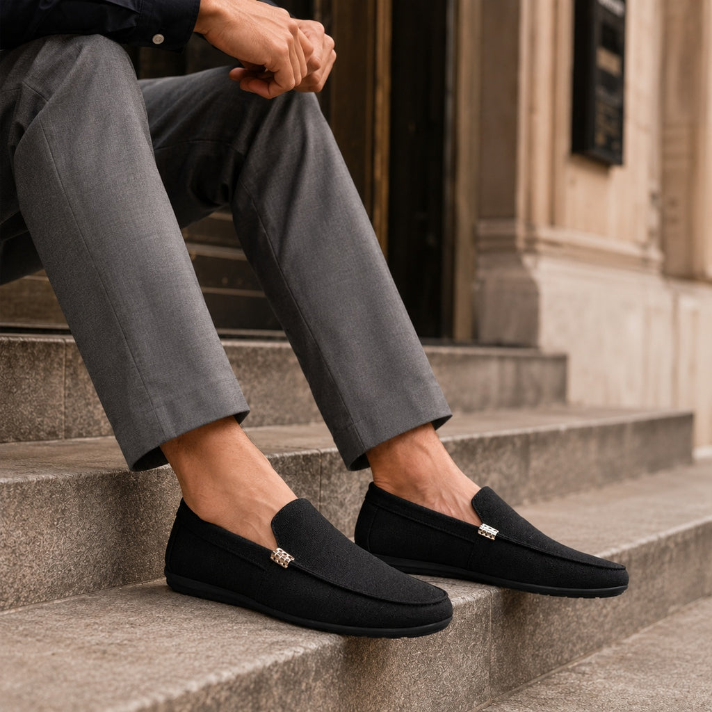 Noble Chaussure Mocassin Homme En Toile Mocassin Homme Noir Confortable