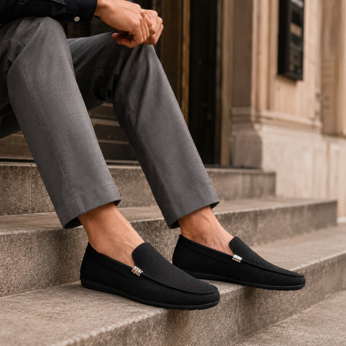 Noble Chaussure Mocassin Homme En Toile Mocassin Homme Noir Confortable