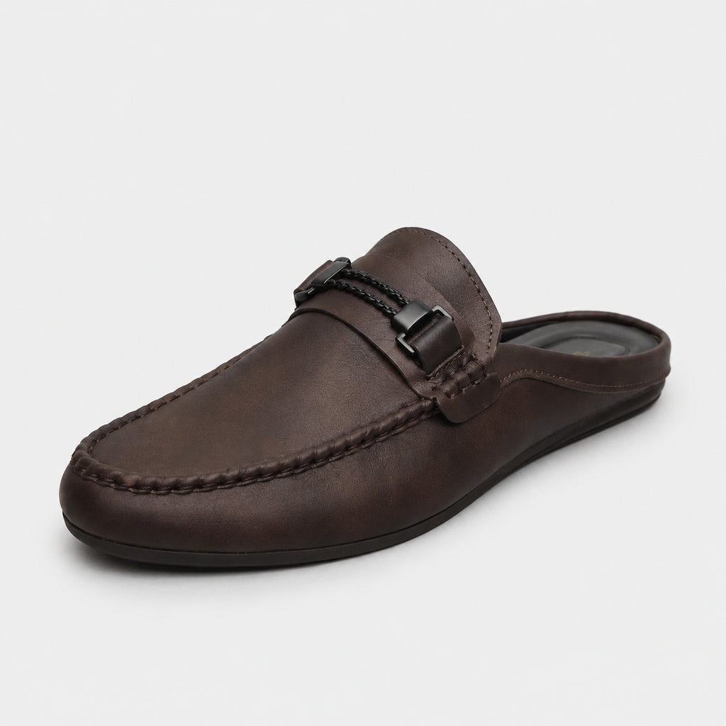 Noble Chaussure Mocassin Homme Marron Chausson Mocassin Mule Ouvert Marron