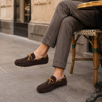 Noble Chaussure Mocassin Homme Marron Mocassin Homme Classique De Conduite À Nœud Marron