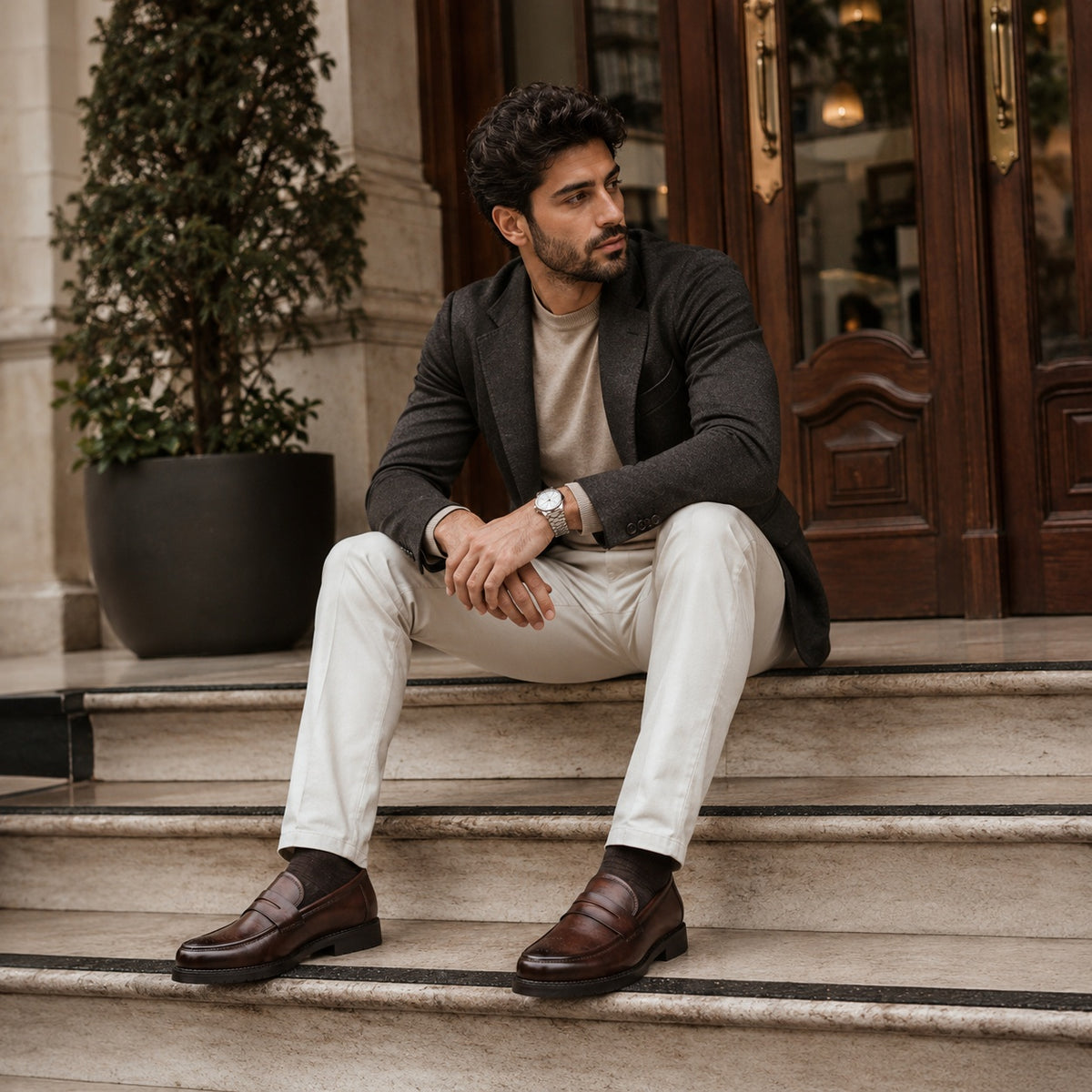Noble Chaussure Mocassin Homme Marron Mocassin Marron Vernis