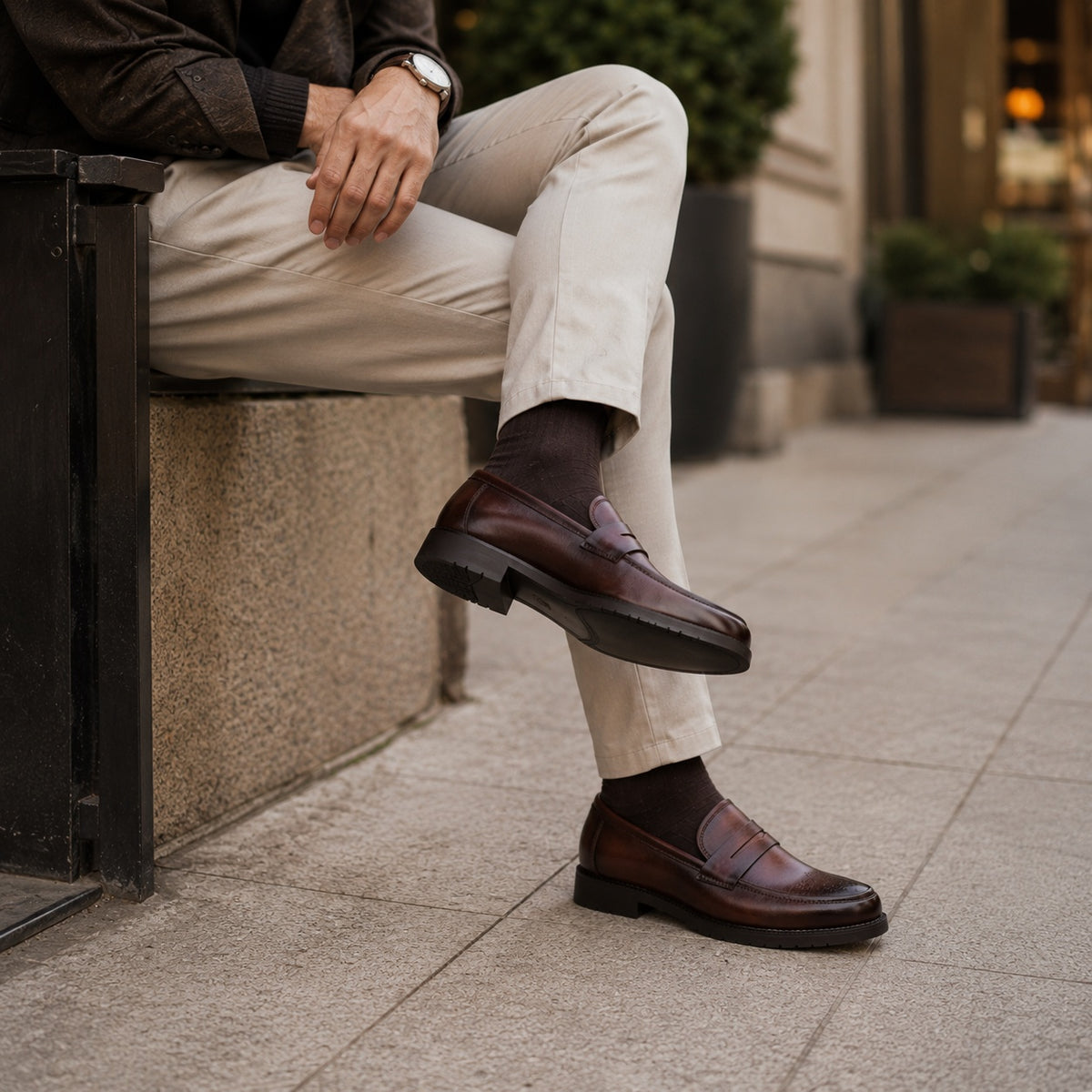 Noble Chaussure Mocassin Homme Marron Mocassin Marron Vernis