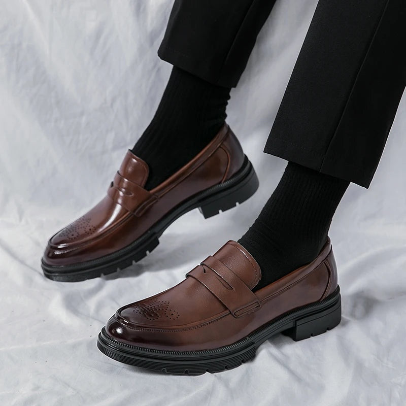 Noble Chaussure Mocassin Homme Marron Mocassin Marron Vernis