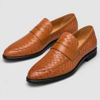 Noble Chaussure Mocassin Homme Marron Mocassins Homme En Cuir Tressé Marron