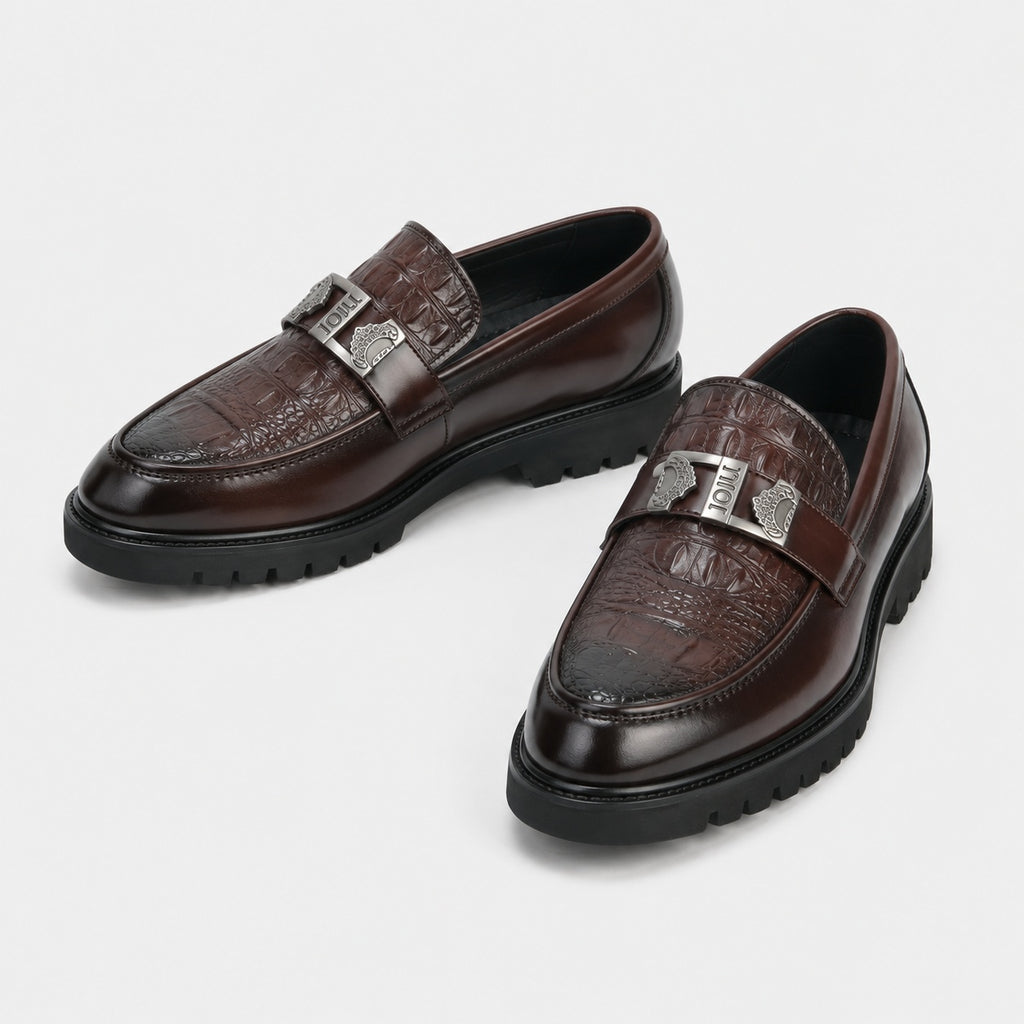 Noble Chaussure Mocassin Homme Marron Mocassins Luxe Marron Pour Homme Compensé