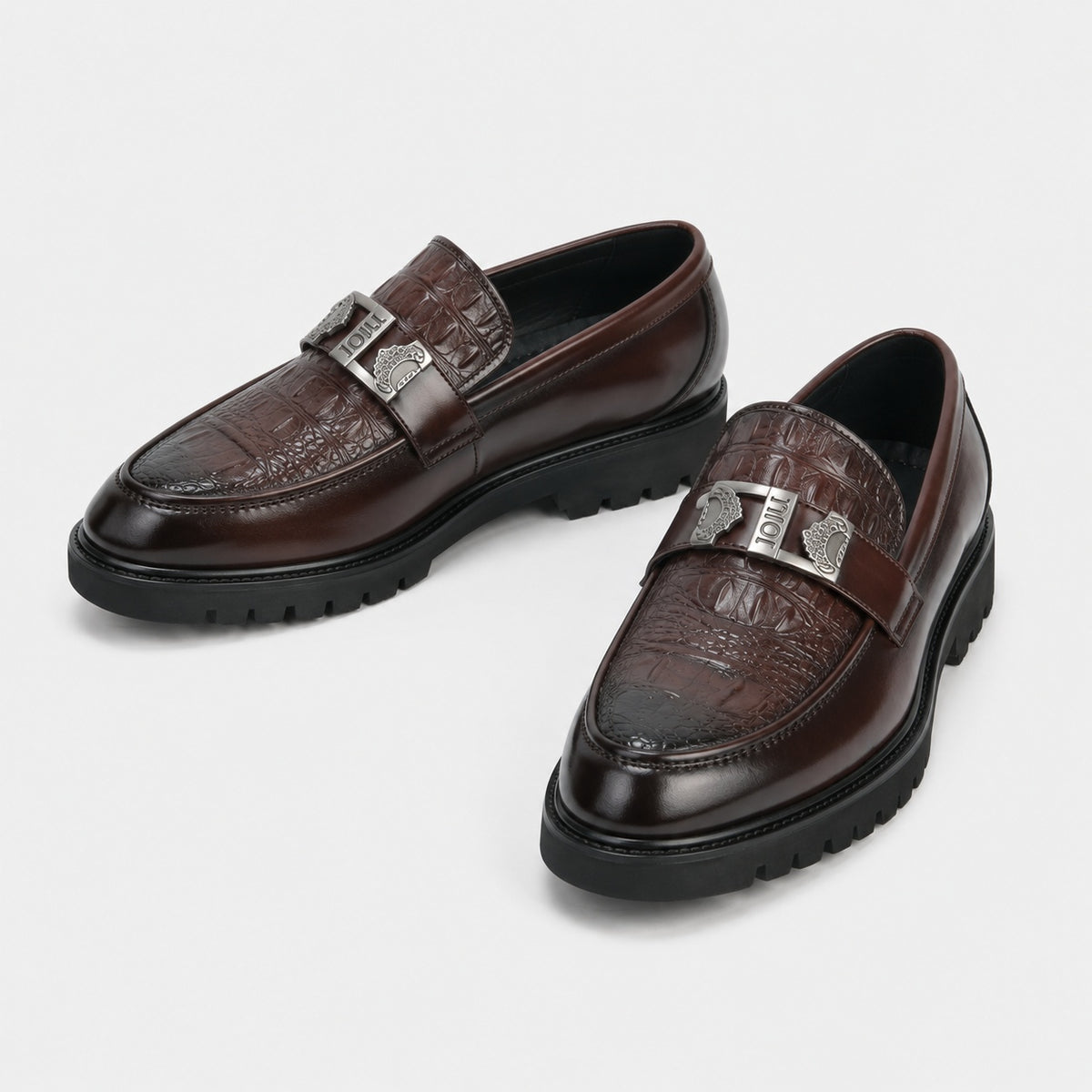 Noble Chaussure Mocassin Homme Marron Mocassins Luxe Marron Pour Homme Compensé