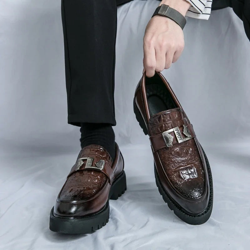 Noble Chaussure Mocassin Homme Marron Mocassins Luxe Marron Pour Homme Compensé