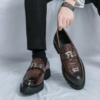 Noble Chaussure Mocassin Homme Marron Mocassins Luxe Marron Pour Homme Compensé