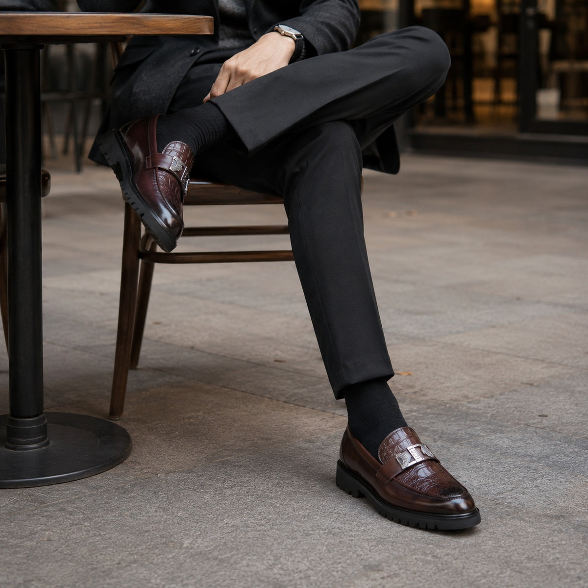 Noble Chaussure Mocassin Homme Marron Mocassins Luxe Marron Pour Homme Compensé