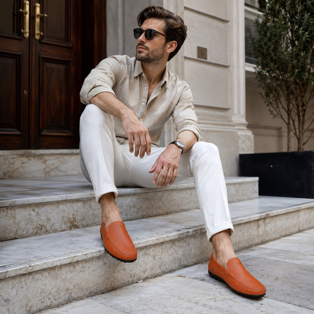 Noble Chaussure Mocassin Homme Marron Mocassins Orthopédiques De Marche Pour Homme