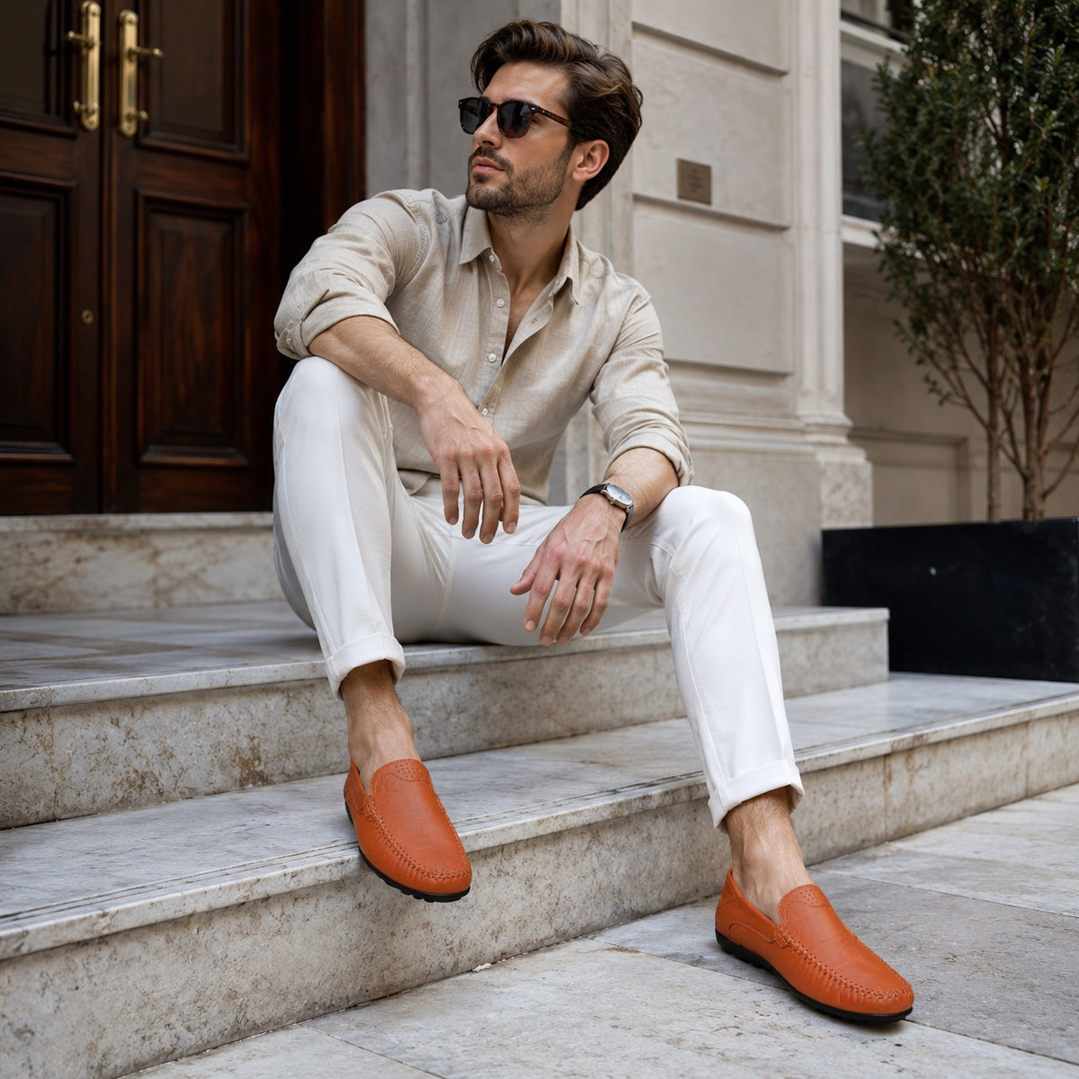 Noble Chaussure Mocassin Homme Marron Mocassins Orthopédiques De Marche Pour Homme