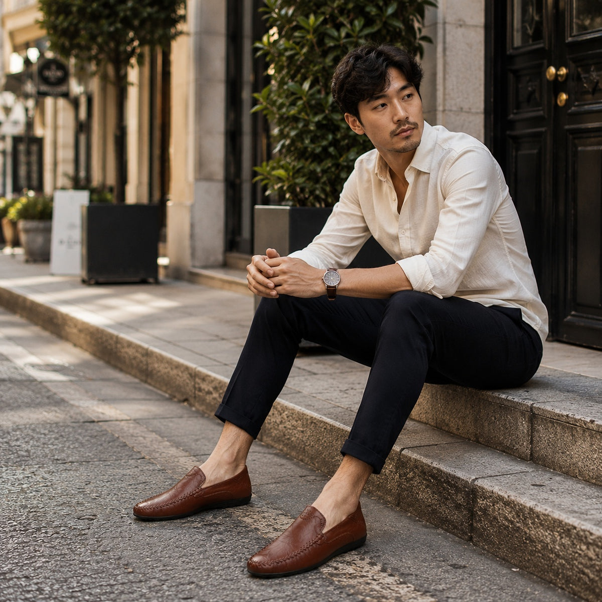 Noble Chaussure Mocassin Homme Marron Mocassins Orthopédiques Pour Homme