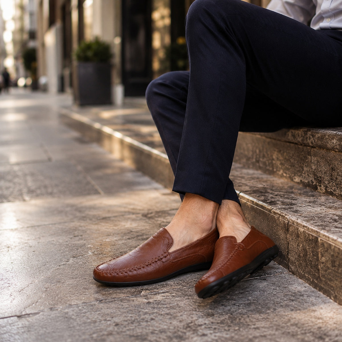 Noble Chaussure Mocassin Homme Marron Mocassins Orthopédiques Pour Homme