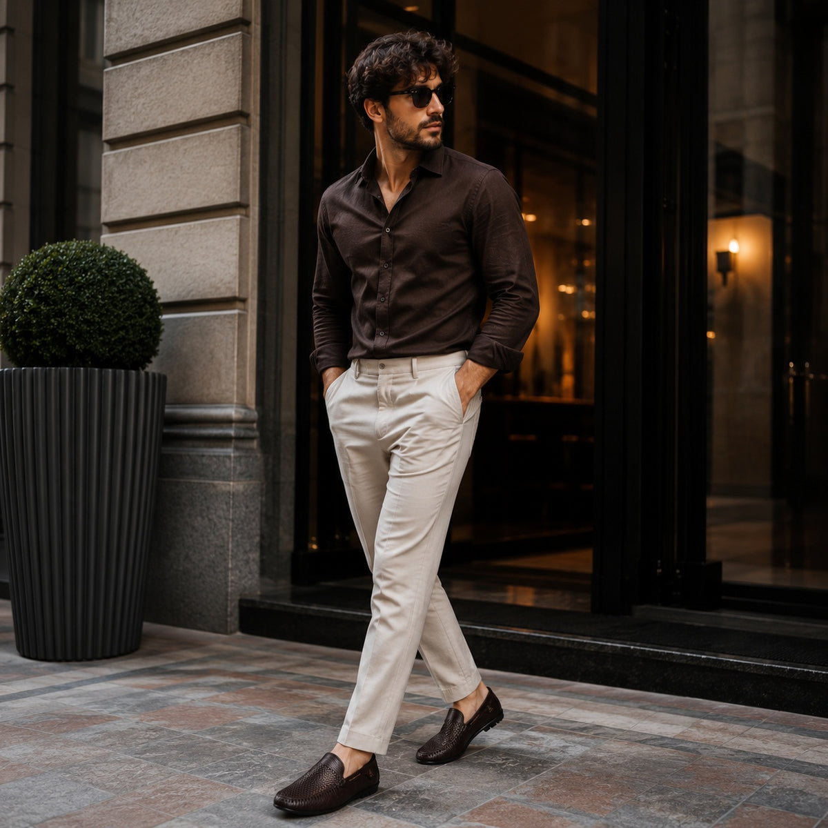 Noble Chaussure Mocassin Homme Marron Mocassins Souples En Cuir Synthétique