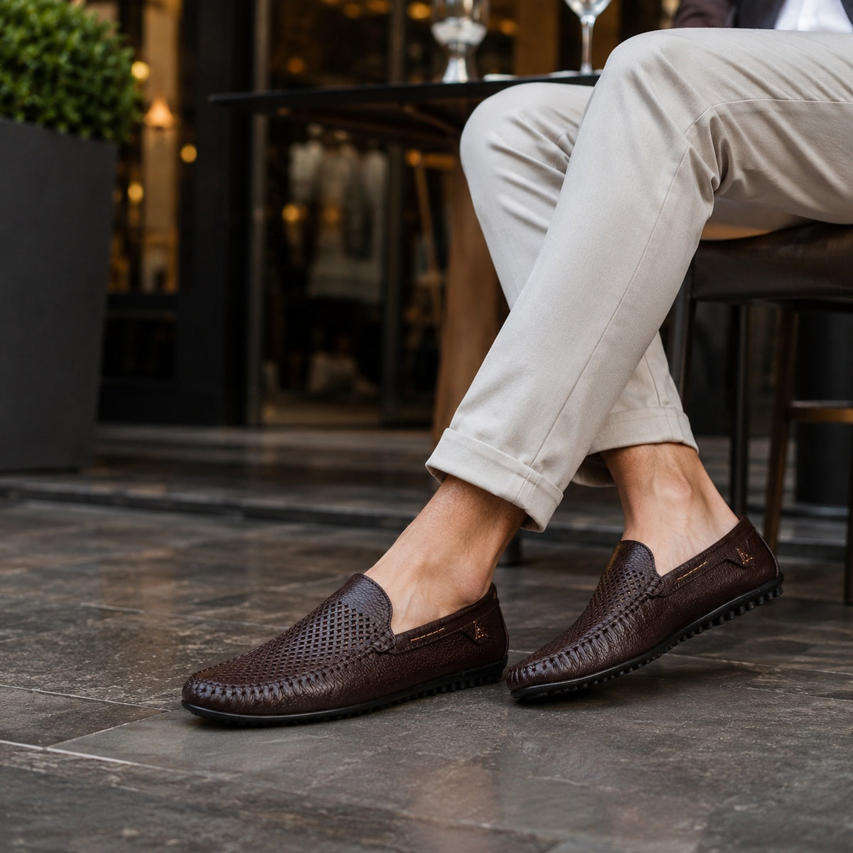 Noble Chaussure Mocassin Homme Marron Mocassins Souples En Cuir Synthétique