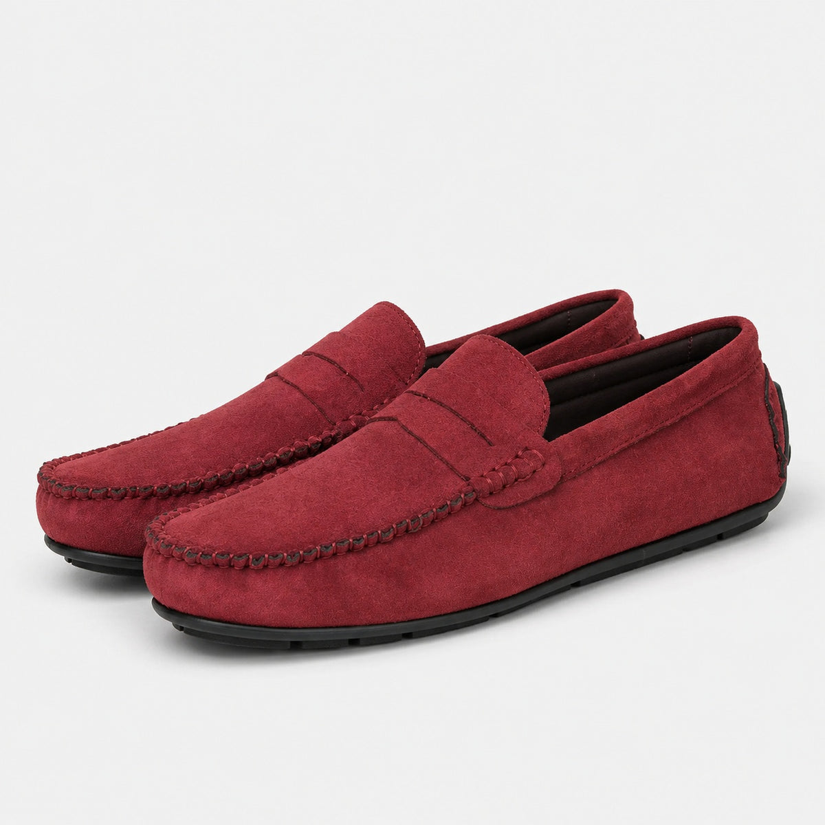 Noble Chaussure Mocassin Homme Mocassin Homme Rouge En Daim Décontracté