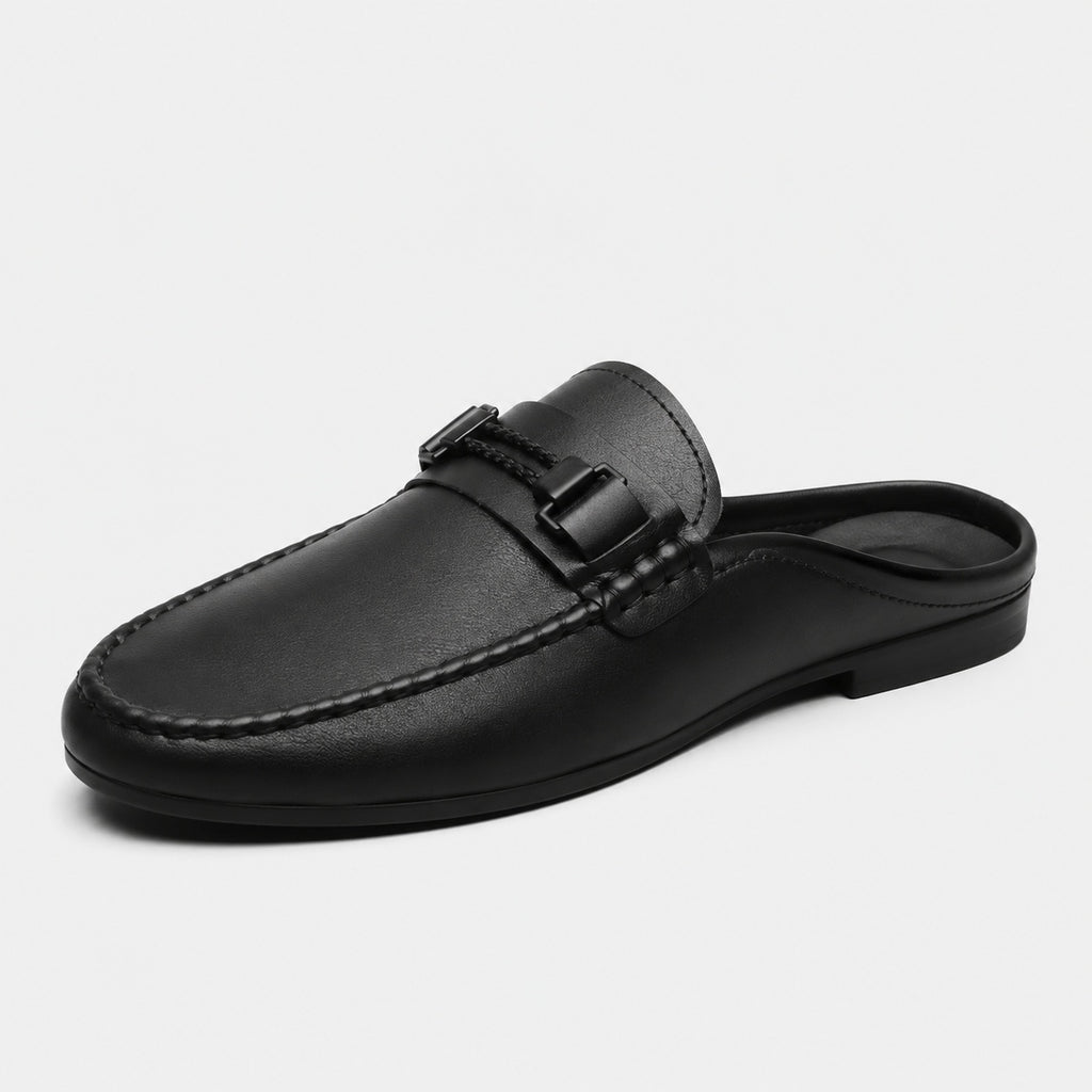 Noble Chaussure Mocassin Homme Noir Chausson Mocassin Mule Ouvert Noir