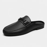 Noble Chaussure Mocassin Homme Noir Chausson Mocassin Mule Ouvert Noir