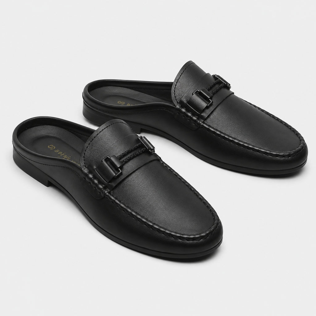 Noble Chaussure Mocassin Homme Noir Chausson Mocassin Mule Ouvert Noir
