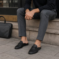 Noble Chaussure Mocassin Homme Noir Chausson Mocassin Mule Ouvert Noir