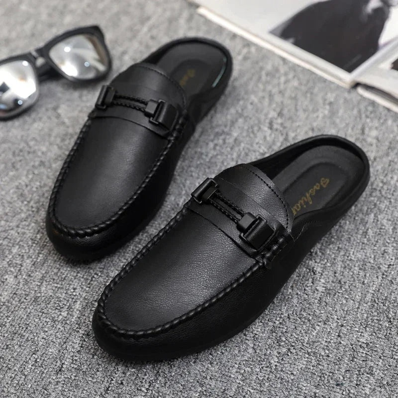 Noble Chaussure Mocassin Homme Noir Chausson Mocassin Mule Ouvert Noir