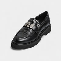 Noble Chaussure Mocassin Homme Noir Mocassin Compensé En Cuir Noir Pour Homme