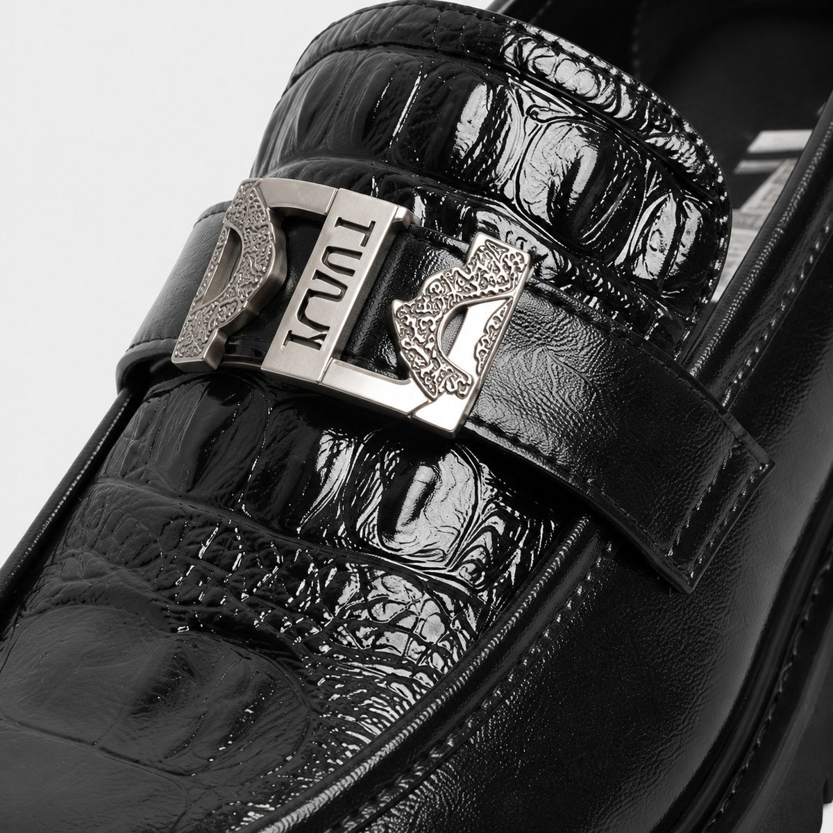 Noble Chaussure Mocassin Homme Noir Mocassin Compensé En Cuir Noir Pour Homme
