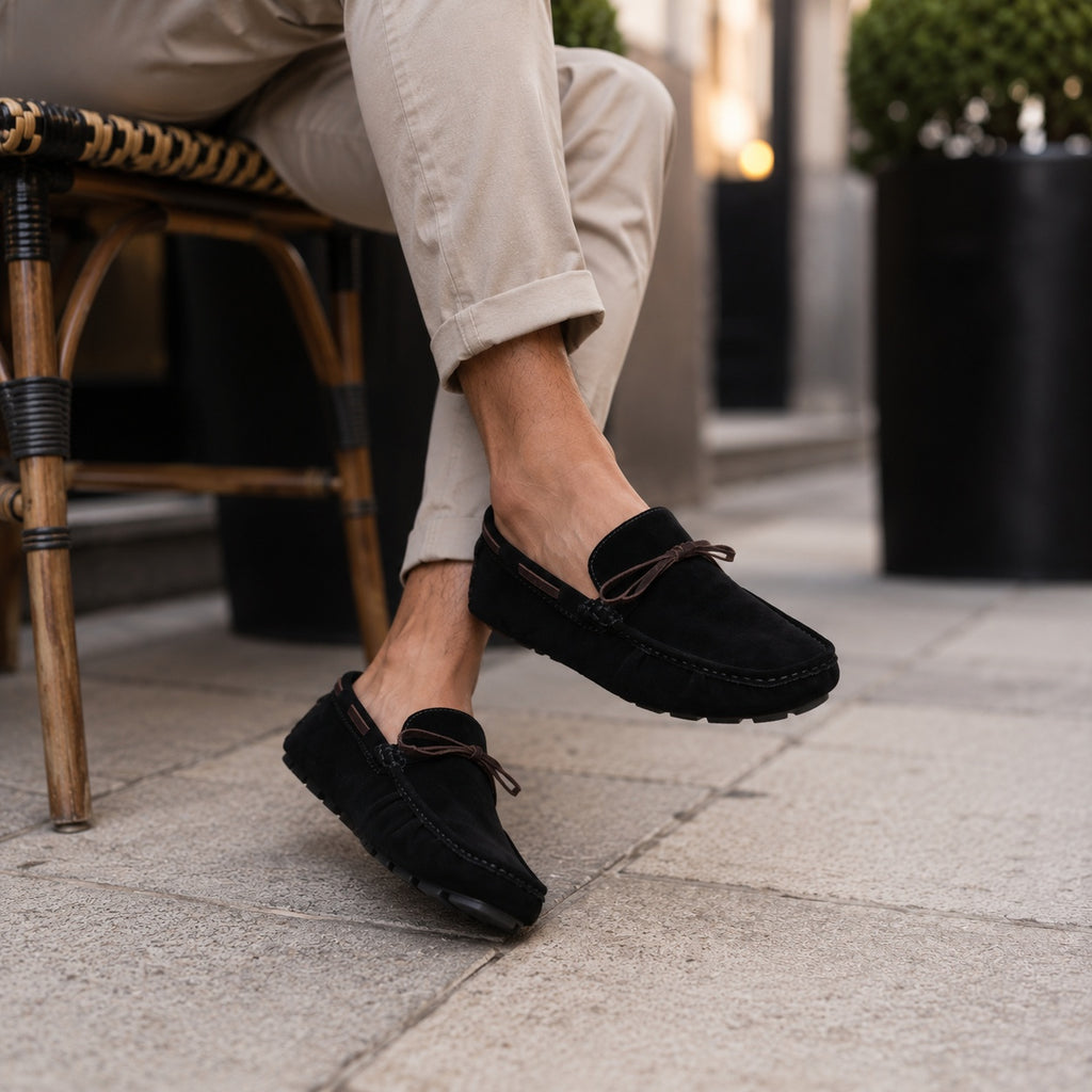 Noble Chaussure Mocassin Homme Noir Mocassin Homme Classique De Conduite À Nœud Noir