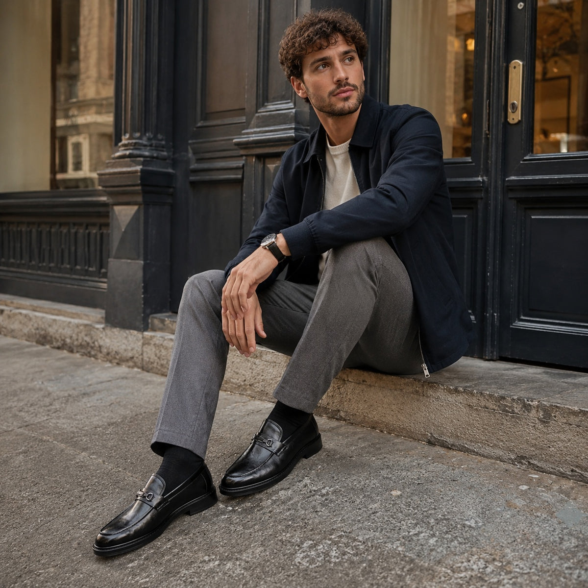 Noble Chaussure Mocassin Homme Noir Mocassin Homme Noir Brillant
