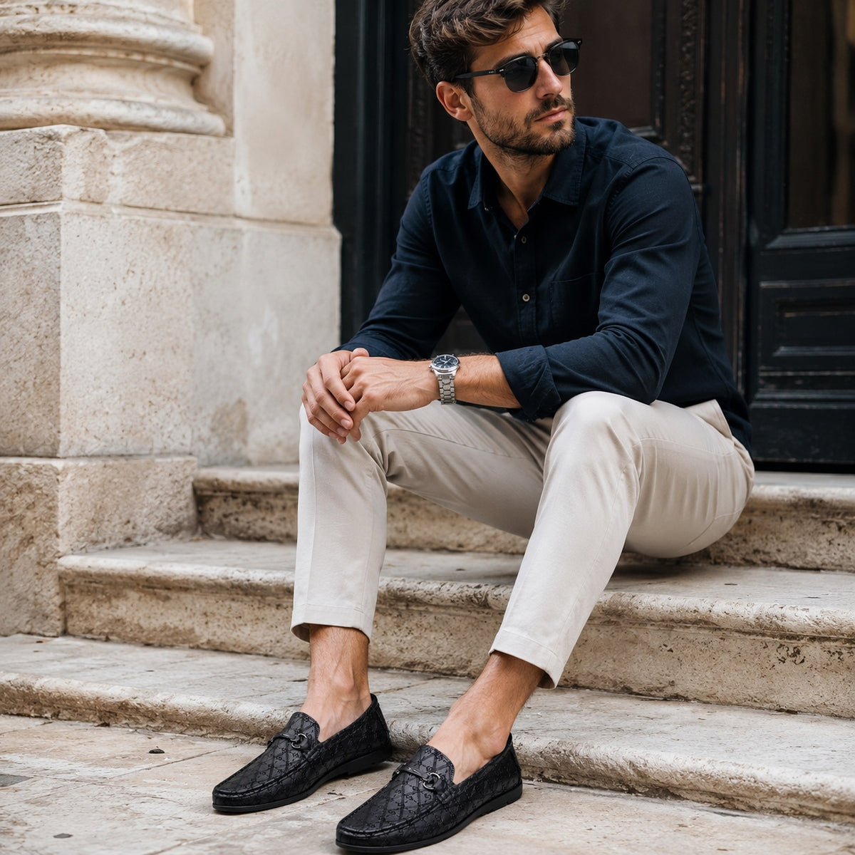 Noble Chaussure Mocassin Homme Noir Mocassins En Cuir Noir Luxe Pour Homme