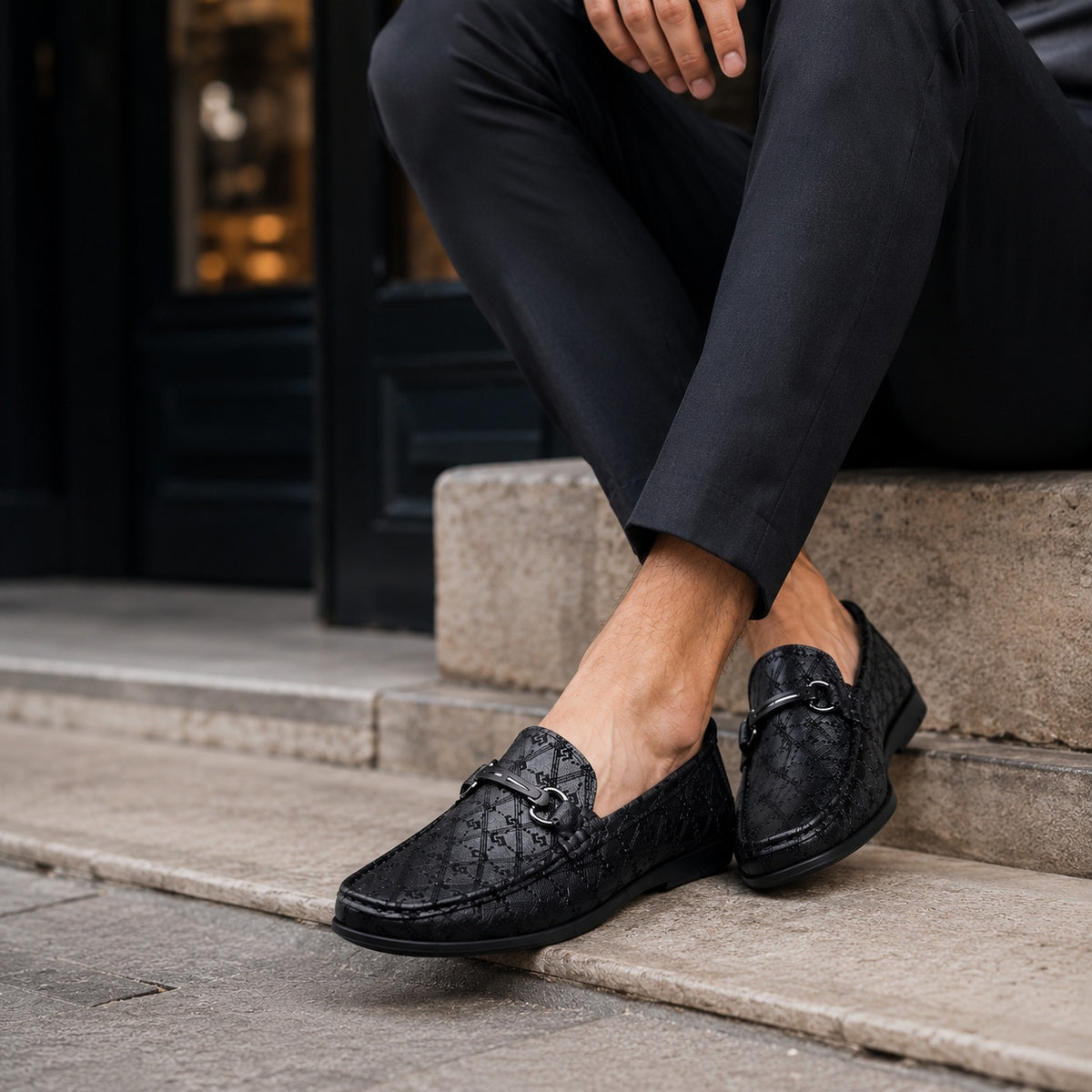Noble Chaussure Mocassin Homme Noir Mocassins En Cuir Noir Luxe Pour Homme