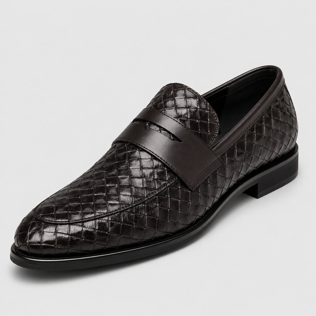 Noble Chaussure Mocassin Homme Noir Mocassins Homme En Cuir Tressé Noir
