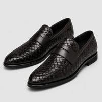 Noble Chaussure Mocassin Homme Noir Mocassins Homme En Cuir Tressé Noir