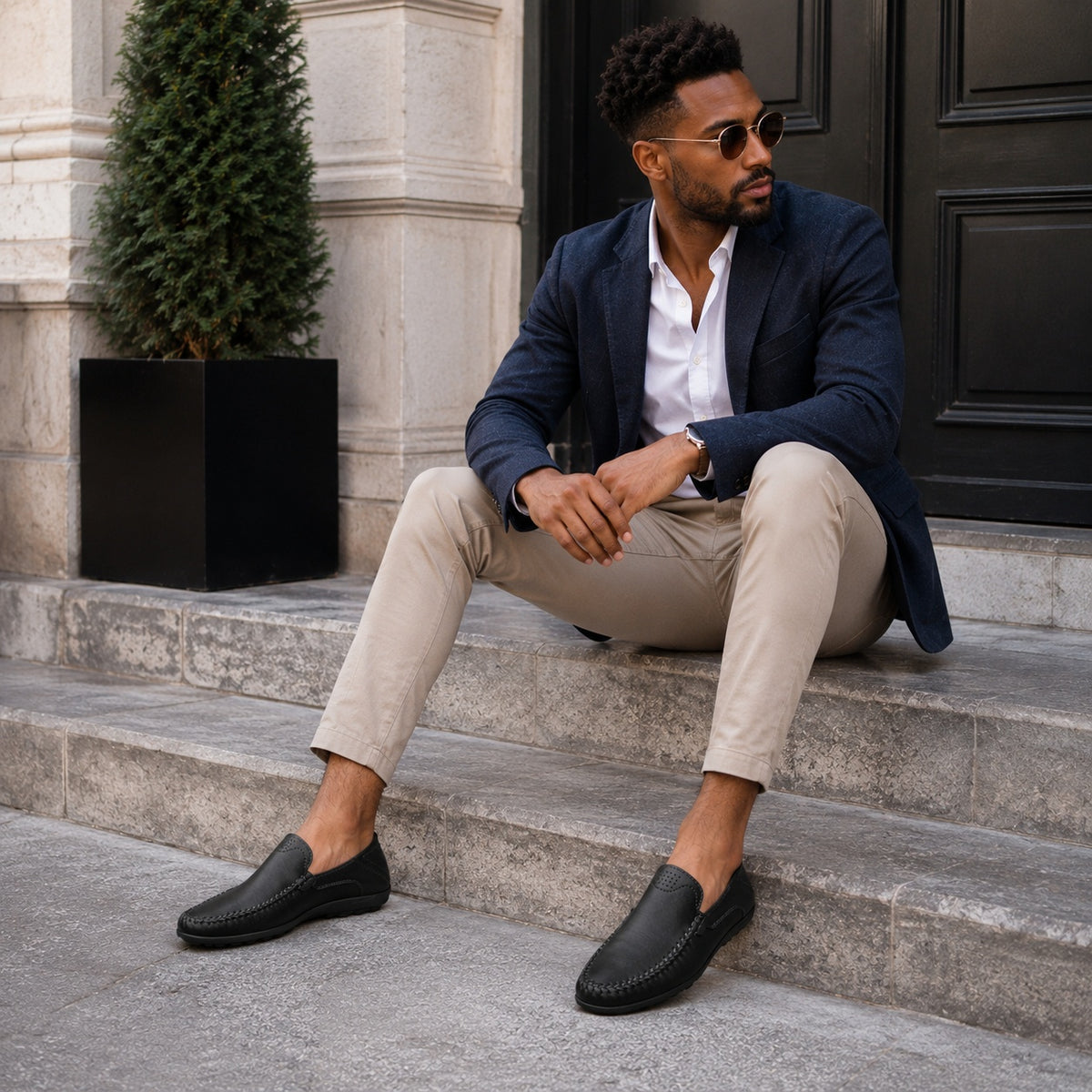 Noble Chaussure Mocassin Homme Noir Mocassins Orthopédiques En Cuir De Vache Souple Pour Homme