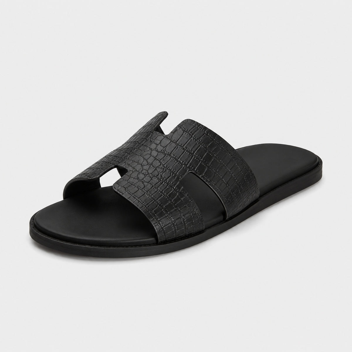 Noble Chaussure Sandale Homme Cuir Sandale De Ville Homme Noir