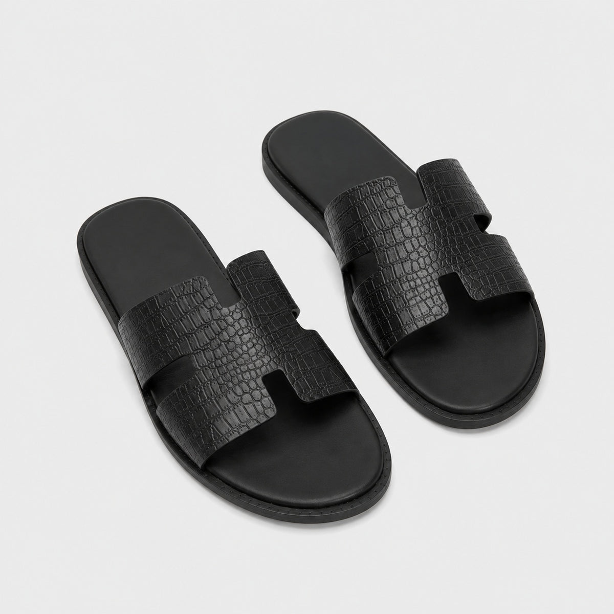 Noble Chaussure Sandale Homme Cuir Sandale De Ville Homme Noir