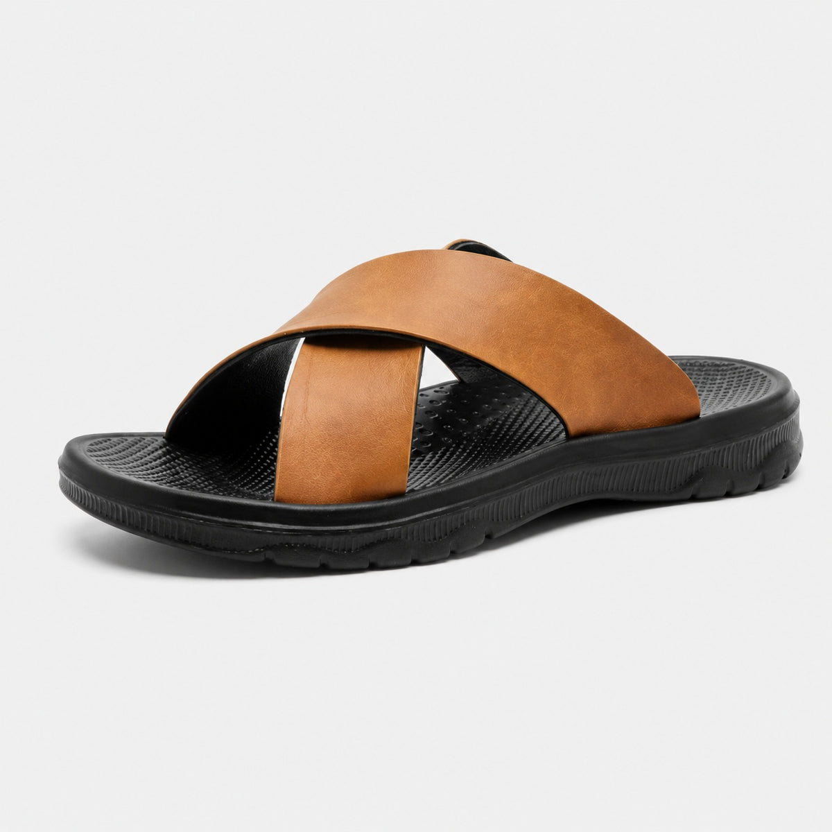 Noble Chaussure Sandale Homme Cuir Sandale Homme Cuir Confort Été Marron Cognac